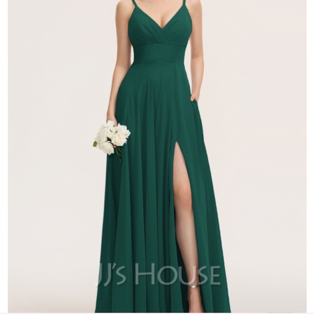 JJs House Emerald Green Maxi Dress with Slit